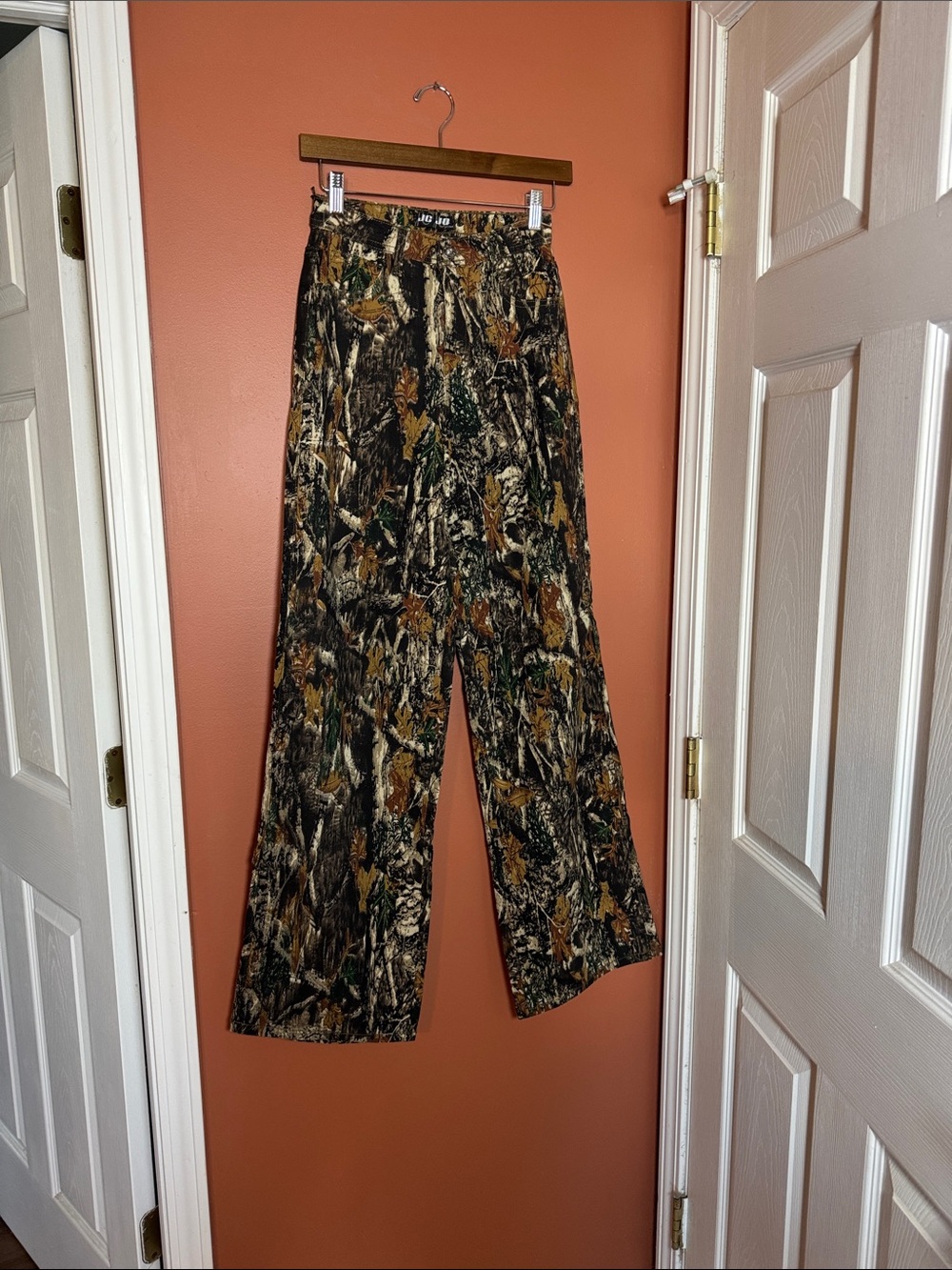 Camouflage Print Wide Leg Pants - Brown Green Black